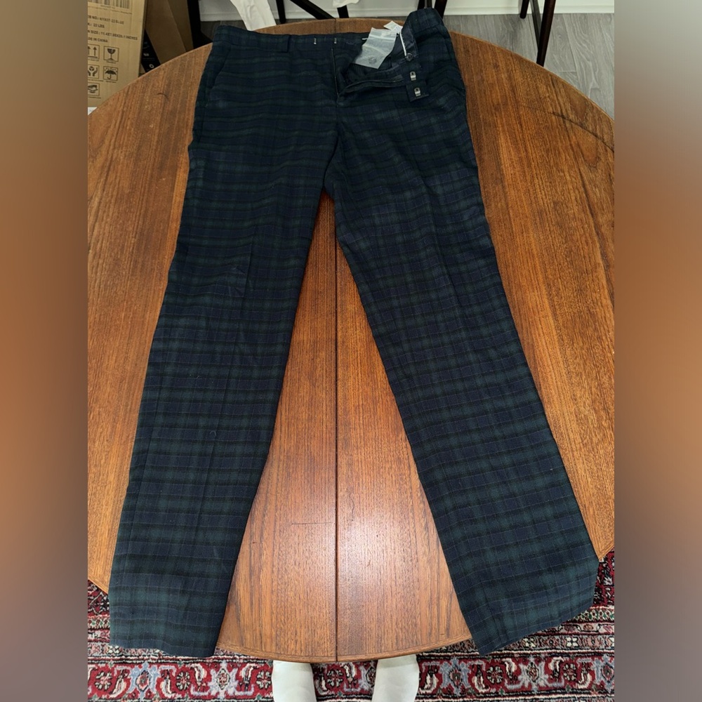 Plaid Pants - Green & Blue Size 34
